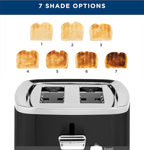 GE 2 Slice Black Stainless Steel Toaster, Extra Wide Slots for Toasting Bagels, Breads, Waffles & More, 7 Adjustable Shade Settings, Removable Crumb Tray, Countertop Kitchen Essentials, 850 Watts - electronicsexpo.com - Toasters & Toaster Ovens
