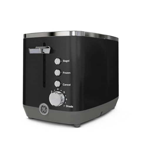GE 2 Slice Black Stainless Steel Toaster, Extra Wide Slots for Toasting Bagels, Breads, Waffles & More, 7 Adjustable Shade Settings, Removable Crumb Tray, Countertop Kitchen Essentials, 850 Watts - electronicsexpo.com - Toasters & Toaster Ovens