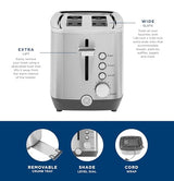 GE 2 Slice Stainless Steel Toaster, Extra Wide Slots for Toasting Bagels, Breads, Waffles & More, 7 Adjustable Shade Settings, Removable Crumb Tray, Countertop Kitchen Essentials, 850 Watts - electronicsexpo.com - Toasters & Toaster Ovens