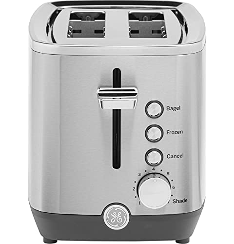GE 2 Slice Stainless Steel Toaster, Extra Wide Slots for Toasting Bagels, Breads, Waffles & More, 7 Adjustable Shade Settings, Removable Crumb Tray, Countertop Kitchen Essentials, 850 Watts - electronicsexpo.com - Toasters & Toaster Ovens