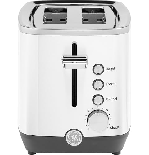 GE 2 Slice Toaster, Extra Wide Slots for Toasting Bagels, Breads, Waffles & More, 7 Adjustable Shade Settings, Removable Crumb Tray, Countertop Kitchen Essentials, 850 Watts (White) - electronicsexpo.com - Toasters & Toaster Ovens