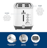 GE 2 Slice Toaster, Extra Wide Slots for Toasting Bagels, Breads, Waffles & More, 7 Adjustable Shade Settings, Removable Crumb Tray, Countertop Kitchen Essentials, 850 Watts (White) - electronicsexpo.com - Toasters & Toaster Ovens