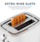 GE 2 Slice Toaster, Extra Wide Slots for Toasting Bagels, Breads, Waffles & More, 7 Adjustable Shade Settings, Removable Crumb Tray, Countertop Kitchen Essentials, 850 Watts (White) - electronicsexpo.com - Toasters & Toaster Ovens