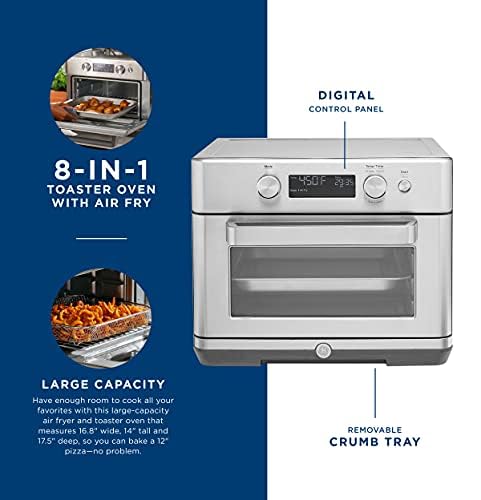 GE Digital Air Fryer Toaster Oven + Accessory Set | Convection Toaster with 8 Cook Modes | Large Capacity Oven - Fits 12" Pizza | Countertop Kitchen Essentials | Stainless Steel - electronicsexpo.com - Cookware