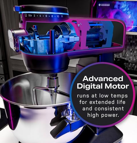 GE Profile Smart Stand Mixer w/Built - In Smart Scale & Auto Sense Technology, 7qt Stainless Steel Bowl, 11 Speed l Dough Hook, Beater, 11 - wire whip l works w/Amazon Alexa & Google Home l Mineral Silver - electronicsexpo.com - Cookware