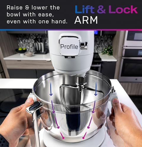 GE Profile Smart Stand Mixer w/Built - In Smart Scale & Auto Sense Technology, 7qt Stainless Steel Bowl, 11 Speed l Dough Hook, Beater, 11 - wire whip l works w/Amazon Alexa & Google Home l Mineral Silver - electronicsexpo.com - Cookware
