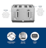 GE Stainless Steel 4 Slice Toaster | Extra Wide Slots for Bagels, Breads, Waffles & More | 7 Shade Options | Countertop Kitchen Essentials | 1500 watt - electronicsexpo.com - Cookware