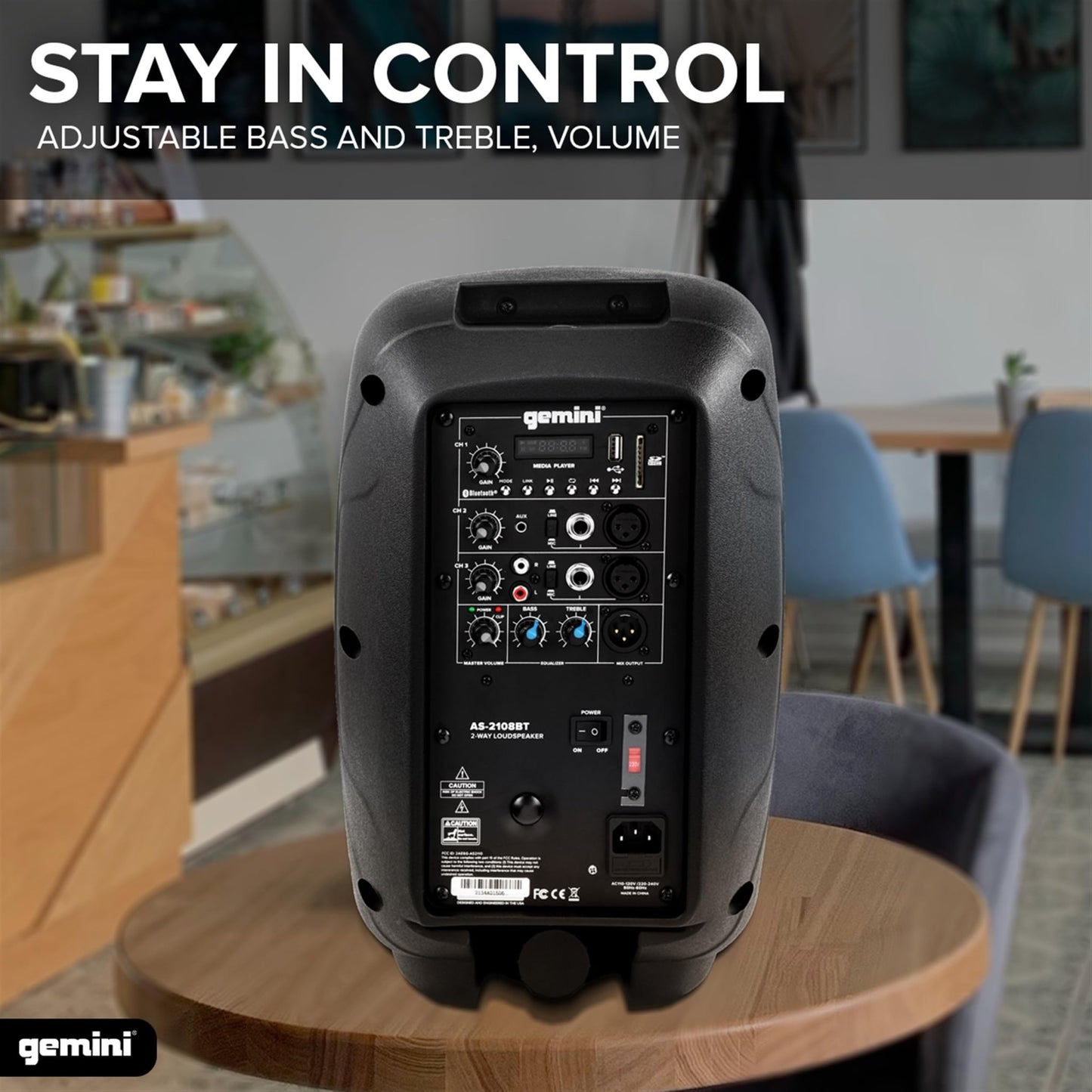 Gemini Sound AS - 2108BT 8" 500W Bluetooth PA Speaker, 2 - Ch. Mixer, Portable - electronicsexpo.com - Misc