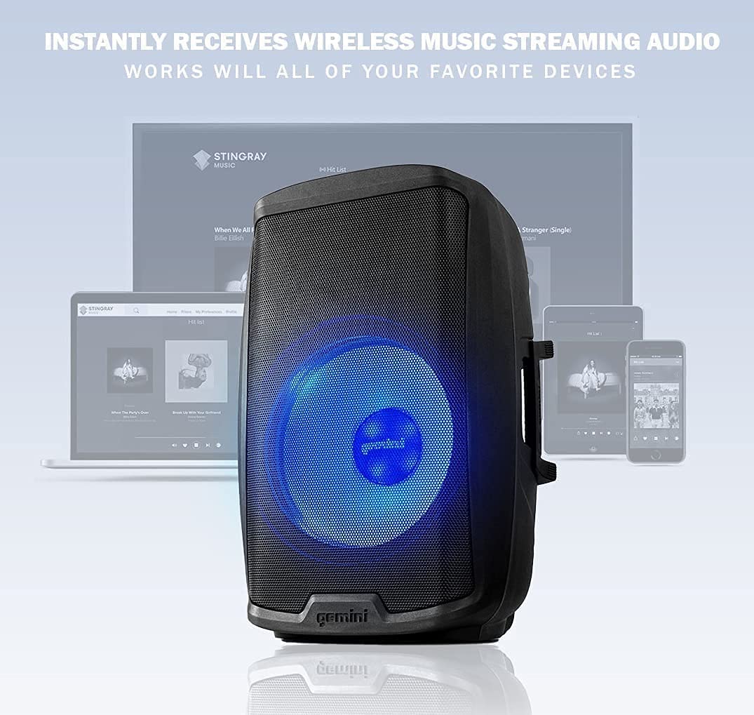 Gemini Sound AS - 2115BT - LT 2000W 15" Bluetooth PA Speaker with LED Lights - electronicsexpo.com - Powered + PA Speakers