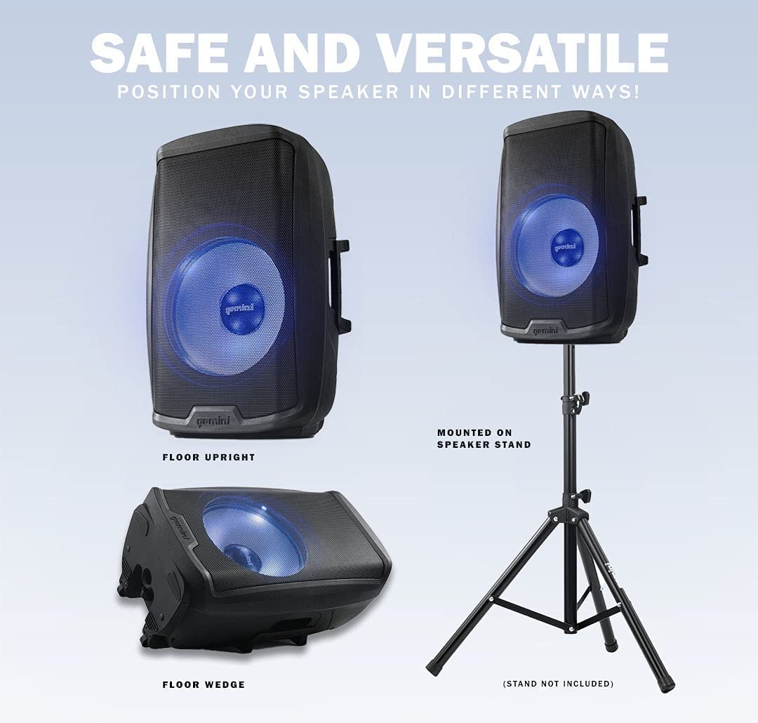 Gemini Sound AS - 2115BT - LT 2000W 15" Bluetooth PA Speaker with LED Lights - electronicsexpo.com - Powered + PA Speakers