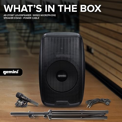 Gemini Sound AS - 2115BT - PK 2000 Watt 15 Inch Woofer Professional Active Bluetooth DJ PA Speaker, Stand, Mic and Remote Set with Onboard 3 - Channel. TWS Stereo Pairing/Linking and Pro Fly Points - electronicsexpo.com - Misc