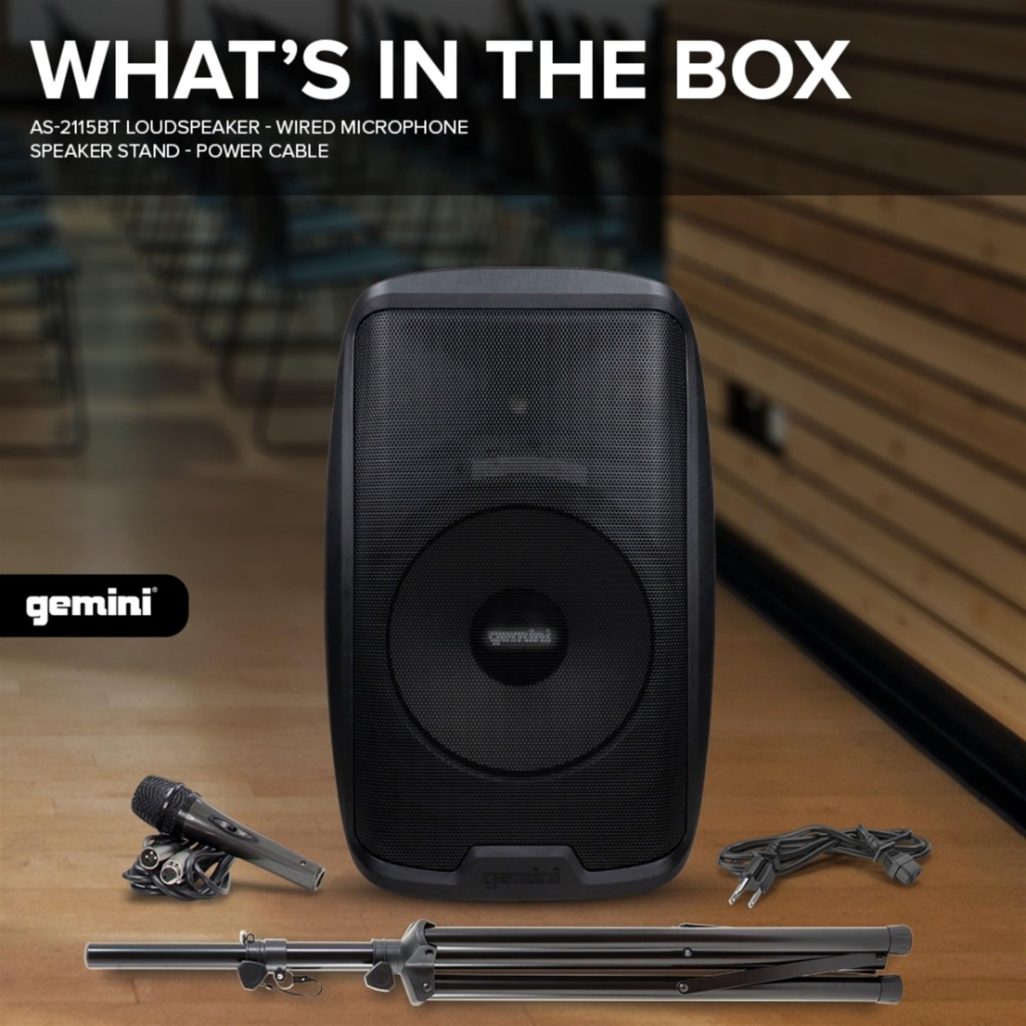 Gemini Sound AS - 2115BT - PK 2000 Watt 15 Inch Woofer Professional Active Bluetooth DJ PA Speaker, Stand, Mic and Remote Set with Onboard 3 - Channel. TWS Stereo Pairing/Linking and Pro Fly Points - electronicsexpo.com - Misc