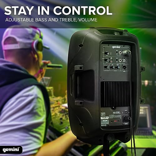Gemini Sound AS - 2115P Amplified 2 - Channel PA DJ Monitor System, 15" Inch Woofer 2000W Watts Power Speakers with XLR Input/Output, 2 x 1/4" Inch Microphone/RCA and AUX Inputs w/Handles - electronicsexpo.com - Misc