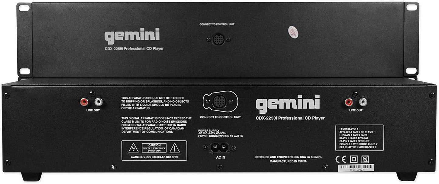 Gemini Sound CDX - 2250i Dual Rack Mountable Professional Audio Pitch Control DJ Equipment Multimedia CD Media Player with Audio CD, CD - R, and MP3 Compatible with USB Input - electronicsexpo.com - Misc