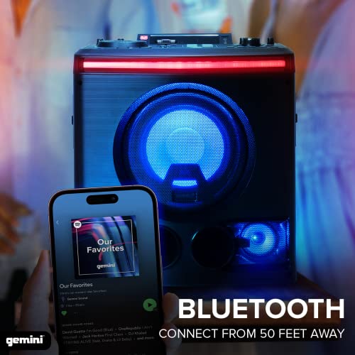 Gemini Sound GPK - 800 ? 2400W Home Karaoke Party Speaker with Bluetooth, USB & FM Radio, Dual Mic Inputs, Multi - Color LED Lighting, and DJ - Style Sound FX for Events and Entertainment - electronicsexpo.com - Misc