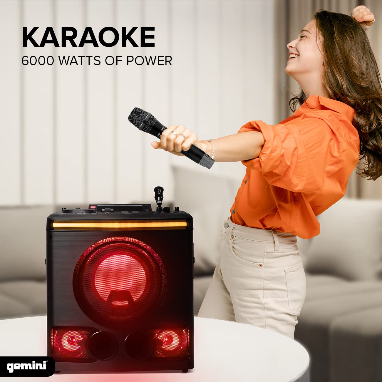 Gemini Sound GPK - 800 ? 2400W Home Karaoke Party Speaker with Bluetooth, USB & FM Radio, Dual Mic Inputs, Multi - Color LED Lighting, and DJ - Style Sound FX for Events and Entertainment - electronicsexpo.com - Misc