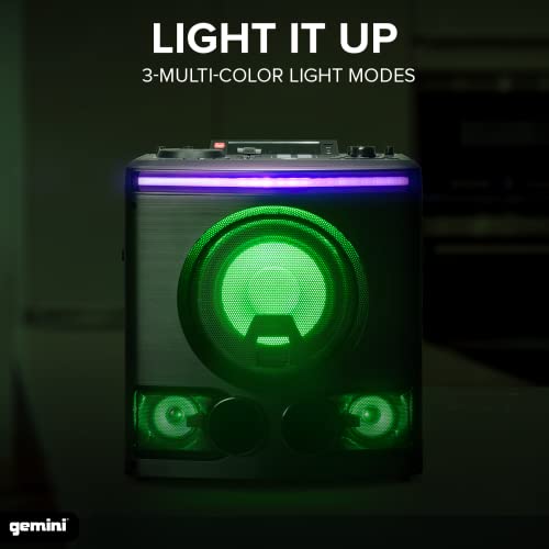 Gemini Sound GPK - 800 ? 2400W Home Karaoke Party Speaker with Bluetooth, USB & FM Radio, Dual Mic Inputs, Multi - Color LED Lighting, and DJ - Style Sound FX for Events and Entertainment - electronicsexpo.com - Misc