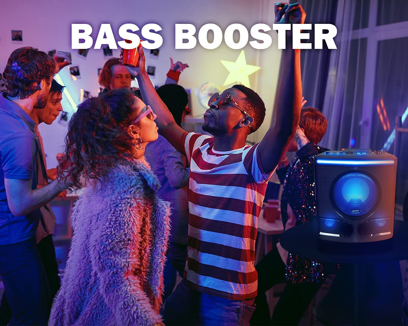 Gemini Sound GPK - 800 ? 2400W Home Karaoke Party Speaker with Bluetooth, USB & FM Radio, Dual Mic Inputs, Multi - Color LED Lighting, and DJ - Style Sound FX for Events and Entertainment - electronicsexpo.com - Misc