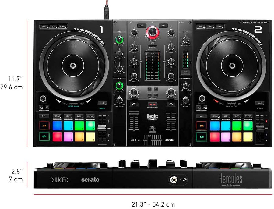Hercules DJControl Inpulse 500 2 - Deck USB DJ Controller for Serato DJ and DJUCED - electronicsexpo.com - Controllers