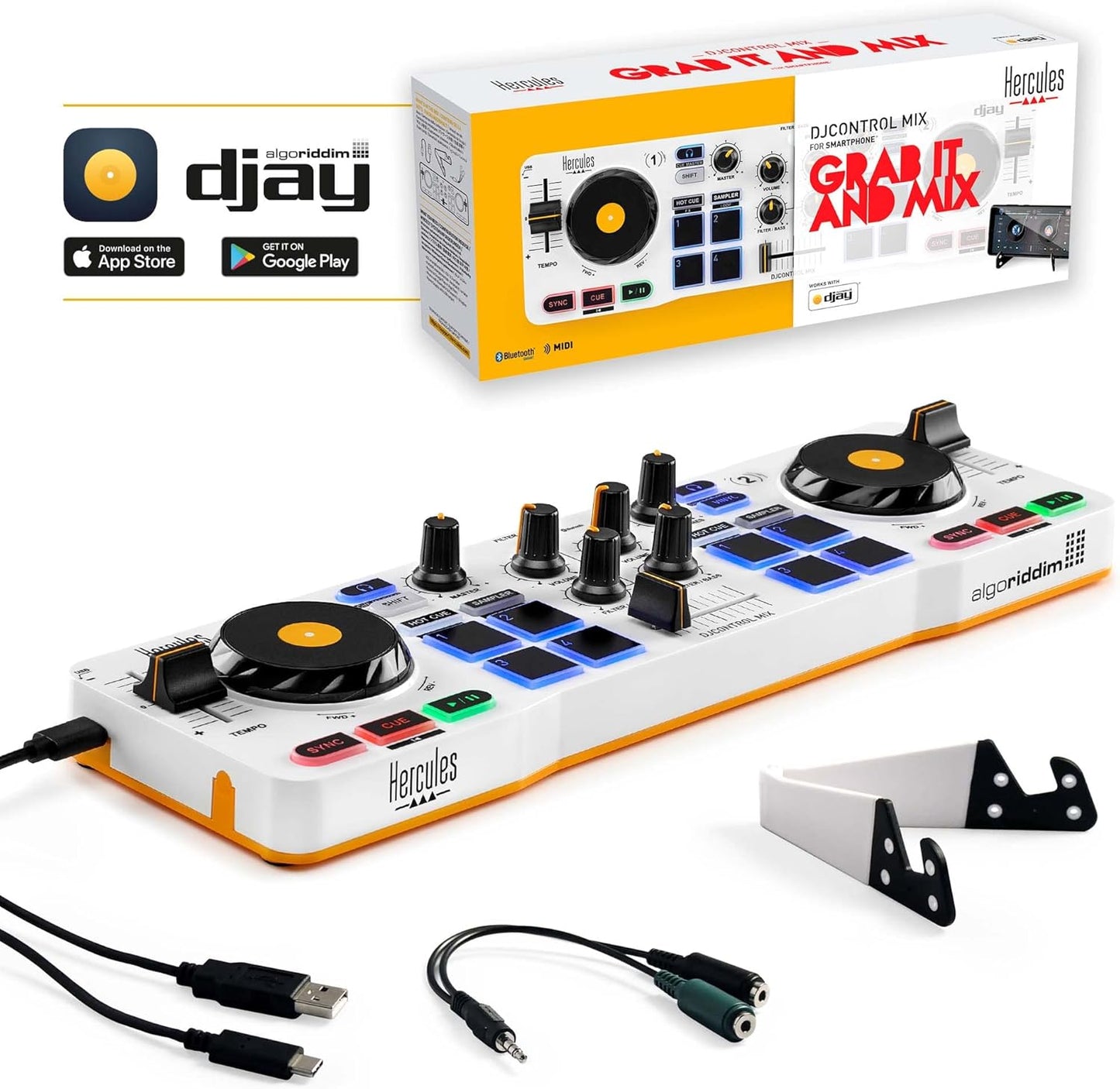Hercules DJControl Mix Bluetooth Wireless DJ Controller for Smartphones (iOS and Android) - electronicsexpo.com - Controllers