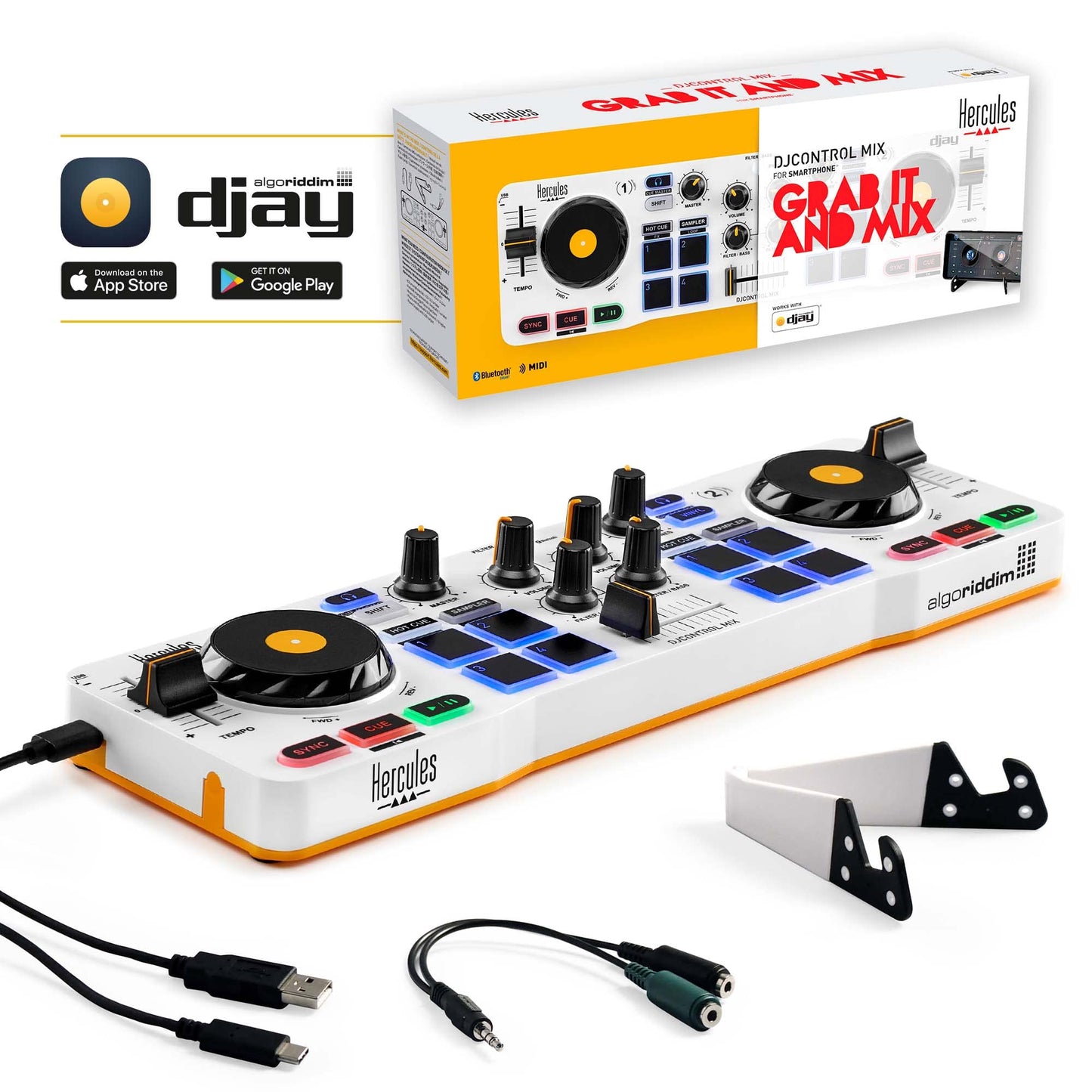 Hercules DJControl Mix Bluetooth Wireless DJ Controller for Smartphones (iOS and Android) - electronicsexpo.com - Controllers