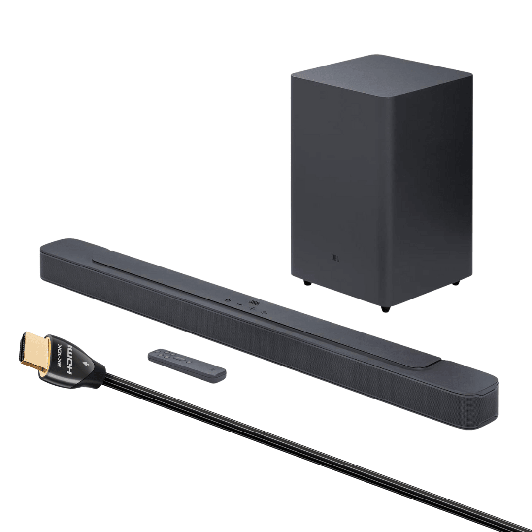 JBL Bar 2.1 Deep Bass (MK2) 2.1 Channel Soundbar with Wireless Subwoofer (6.5") with High Speed 2.1 HDMI Cable - 8K/10K, 48Gbps - 2.25m - electronicsexpo.com - Soundbars