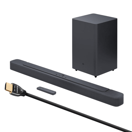 JBL Bar 2.1 Deep Bass (MK2) 2.1 Channel Soundbar with Wireless Subwoofer (6.5") with High Speed 2.1 HDMI Cable - 8K/10K, 48Gbps - 2.25m - electronicsexpo.com - Soundbars