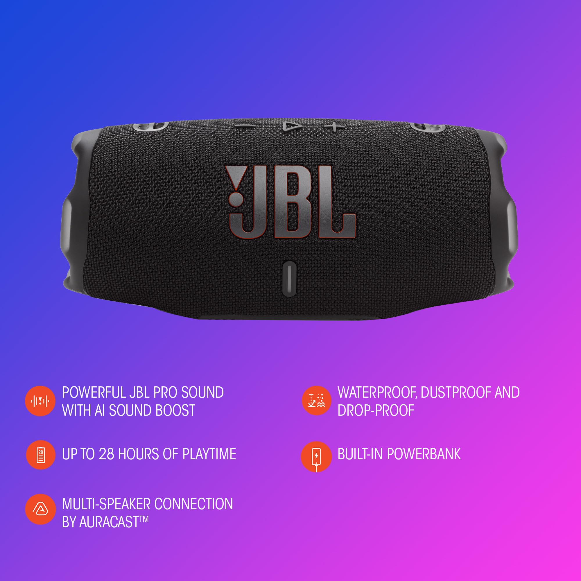 JBL Charge 6 Portable Waterproof & Drop-Proof Bluetooth Speaker with R