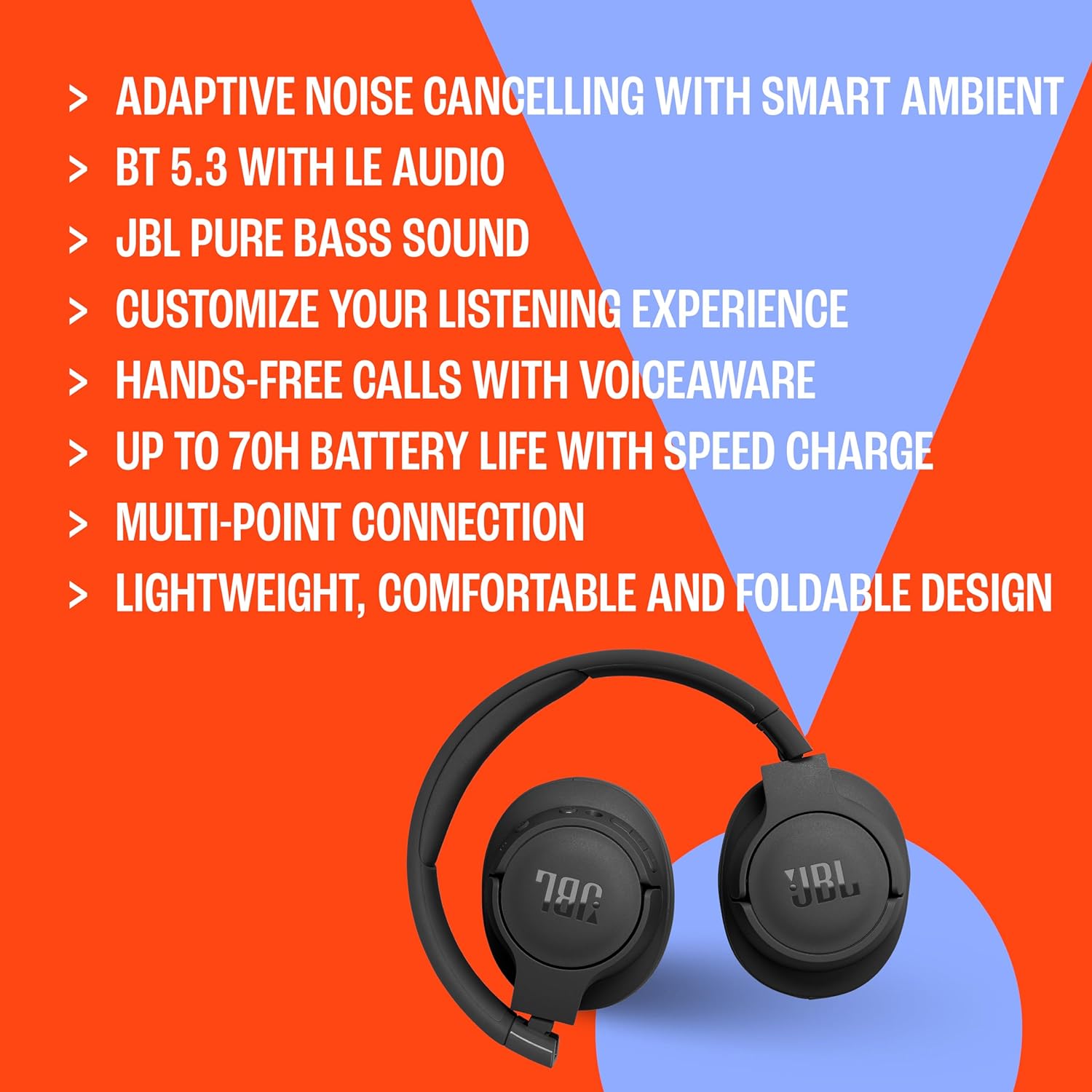 JBL Tune 770NC Adaptive Noise Cancelling with Smart Ambient Wireless O