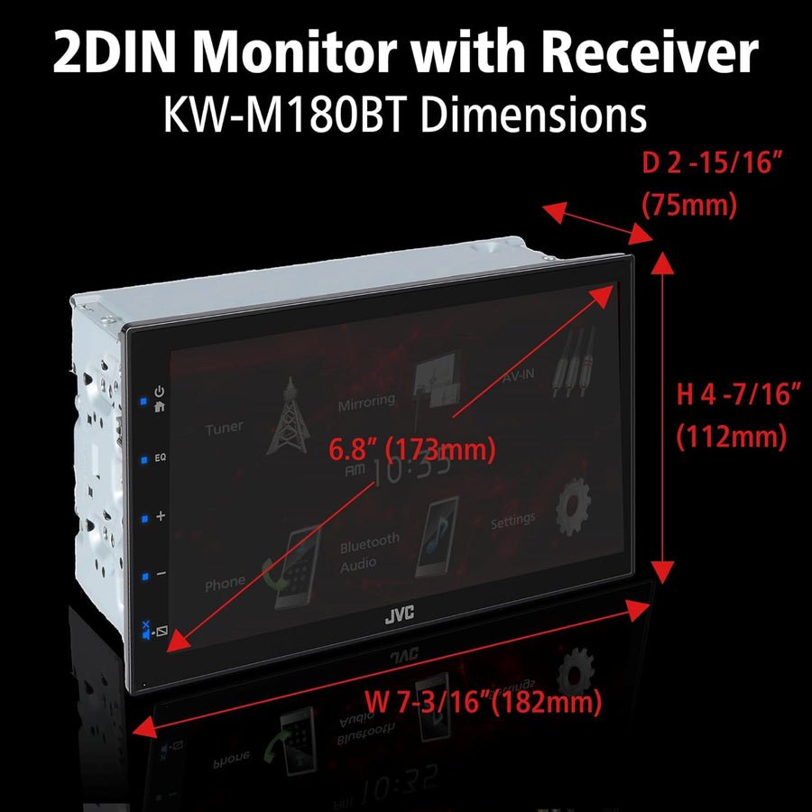 JVC KW - M180BT Bluetooth Car Stereo Receiver with USB Port – 6.75" Touchscreen Display - electronicsexpo.com - Car Stereo Receivers
