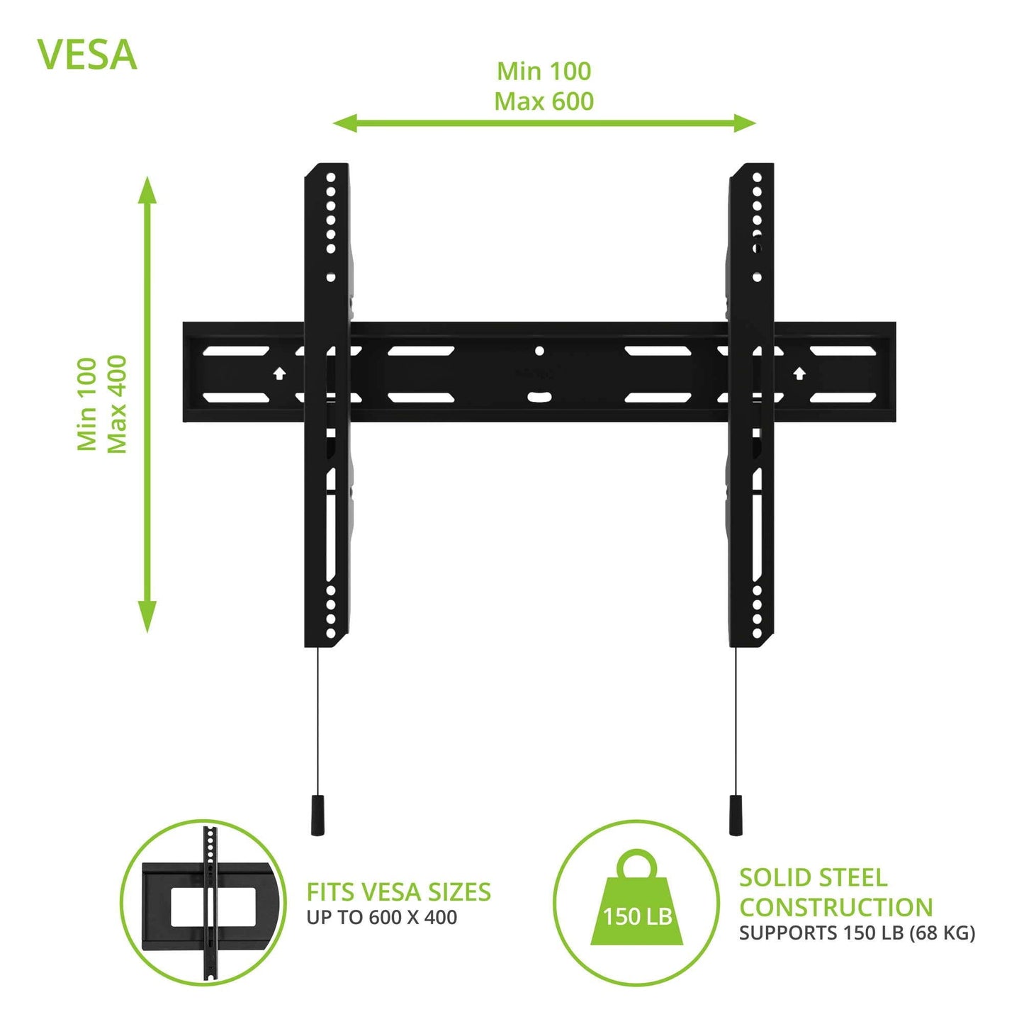 Kanto Fixed TV Wall Mount for Most 32" - 90" TVs (Black) - electronicsexpo.com-TV Wall Mounts