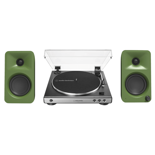 Kanto ORAME 100W Powered Reference Desktop Computer Speakers (Moss) with 60X - GM Fully Automatic Belt - Drive Stereo Turntable - Bundle - electronicsexpo.com - Home Theater Systems & Packages