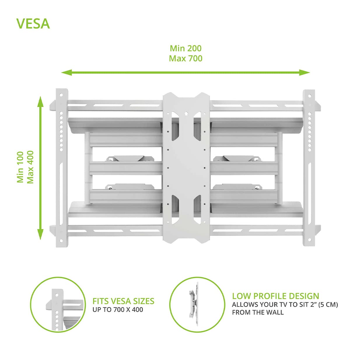 Kanto PDX680W Full Motion Articulating TV Wall Mount for 39" to 80" TVs - electronicsexpo.com - TV Wall Mounts