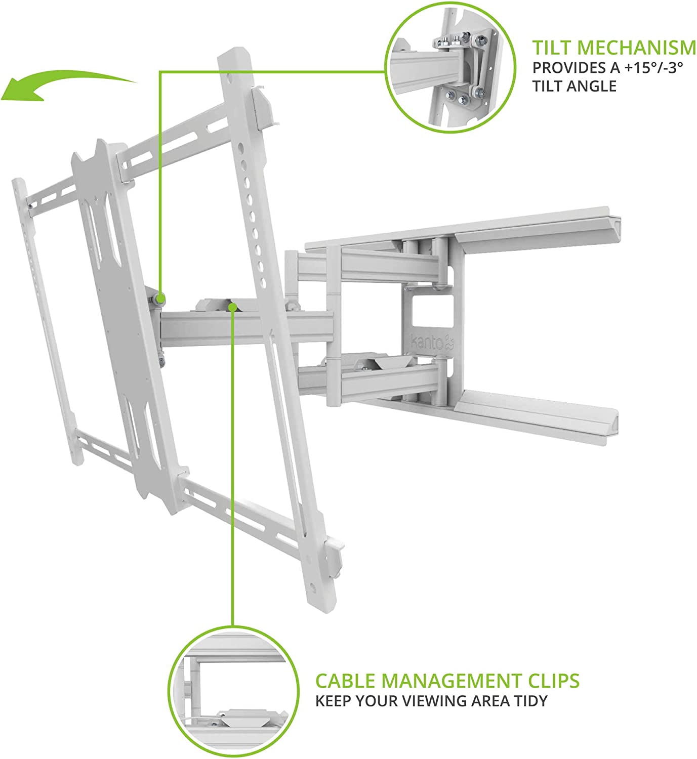 Kanto PDX680W Full Motion Articulating TV Wall Mount for 39" to 80" TVs - electronicsexpo.com - TV Wall Mounts
