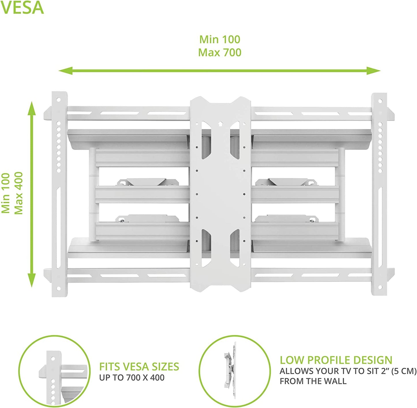 Kanto PDX680W Full Motion Articulating TV Wall Mount for 39" to 80" TVs - electronicsexpo.com - TV Wall Mounts