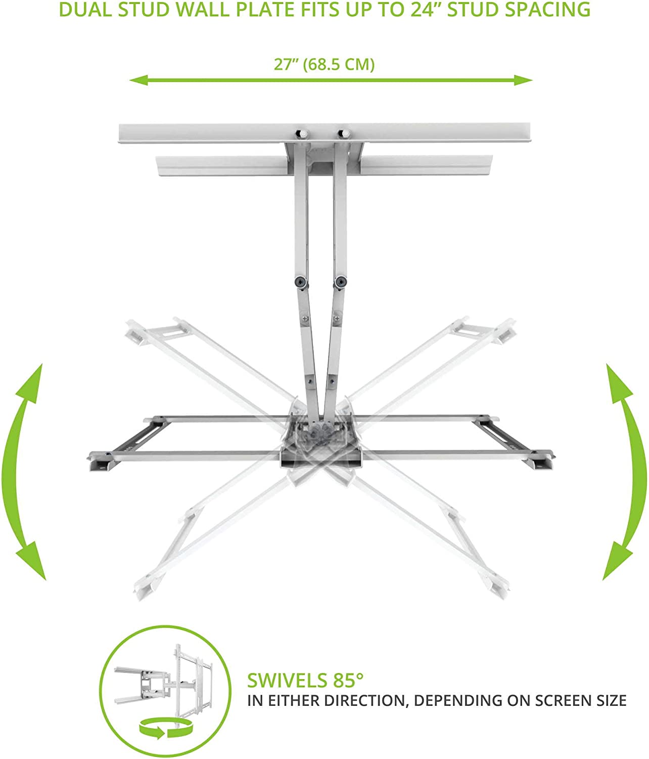 Kanto PDX680W Full Motion Articulating TV Wall Mount for 39" to 80" TVs - electronicsexpo.com - TV Wall Mounts
