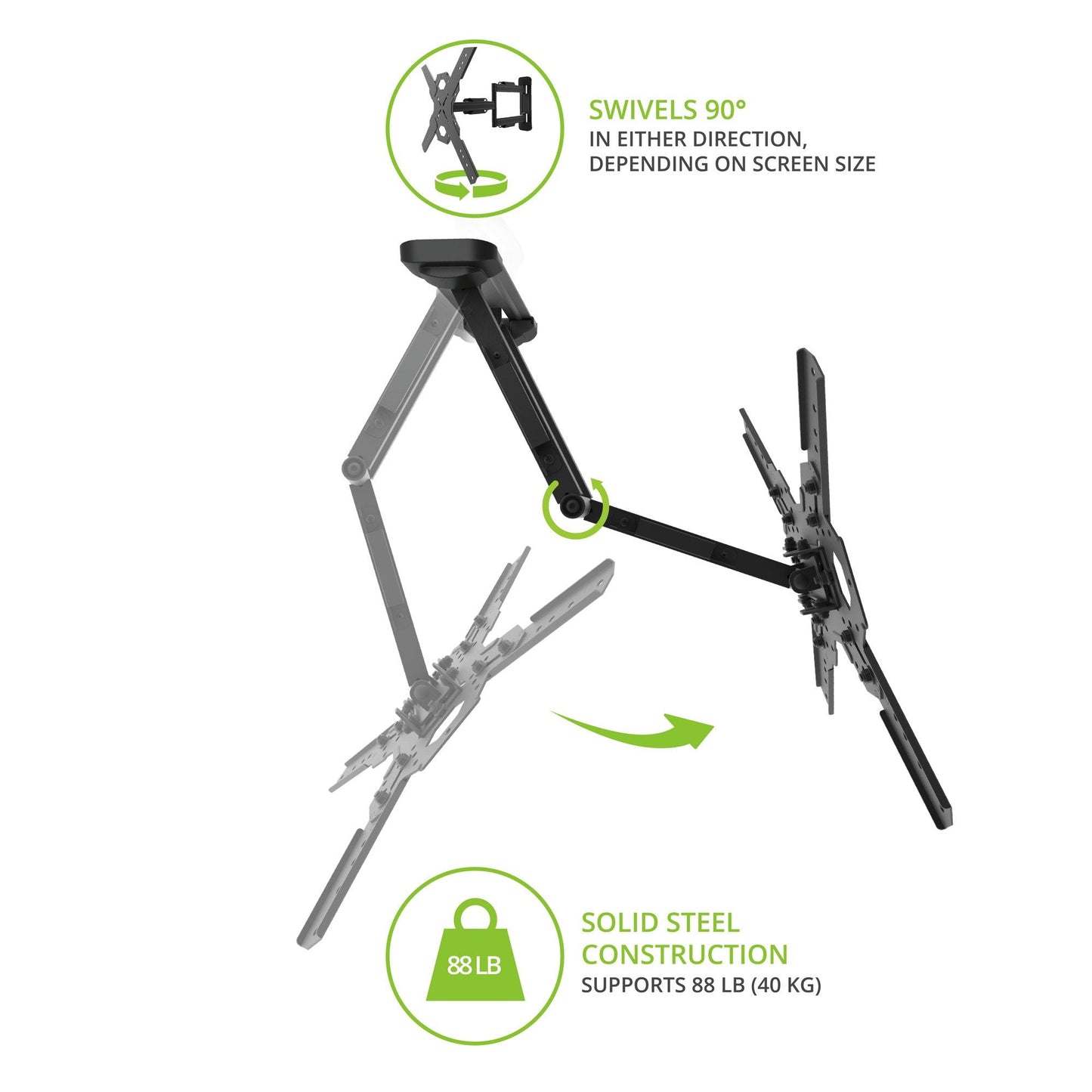 Kanto PS300 Full Motion Articulating TV Wall Mount for 26" to 60" TVs - electronicsexpo.com - TV Wall Mounts
