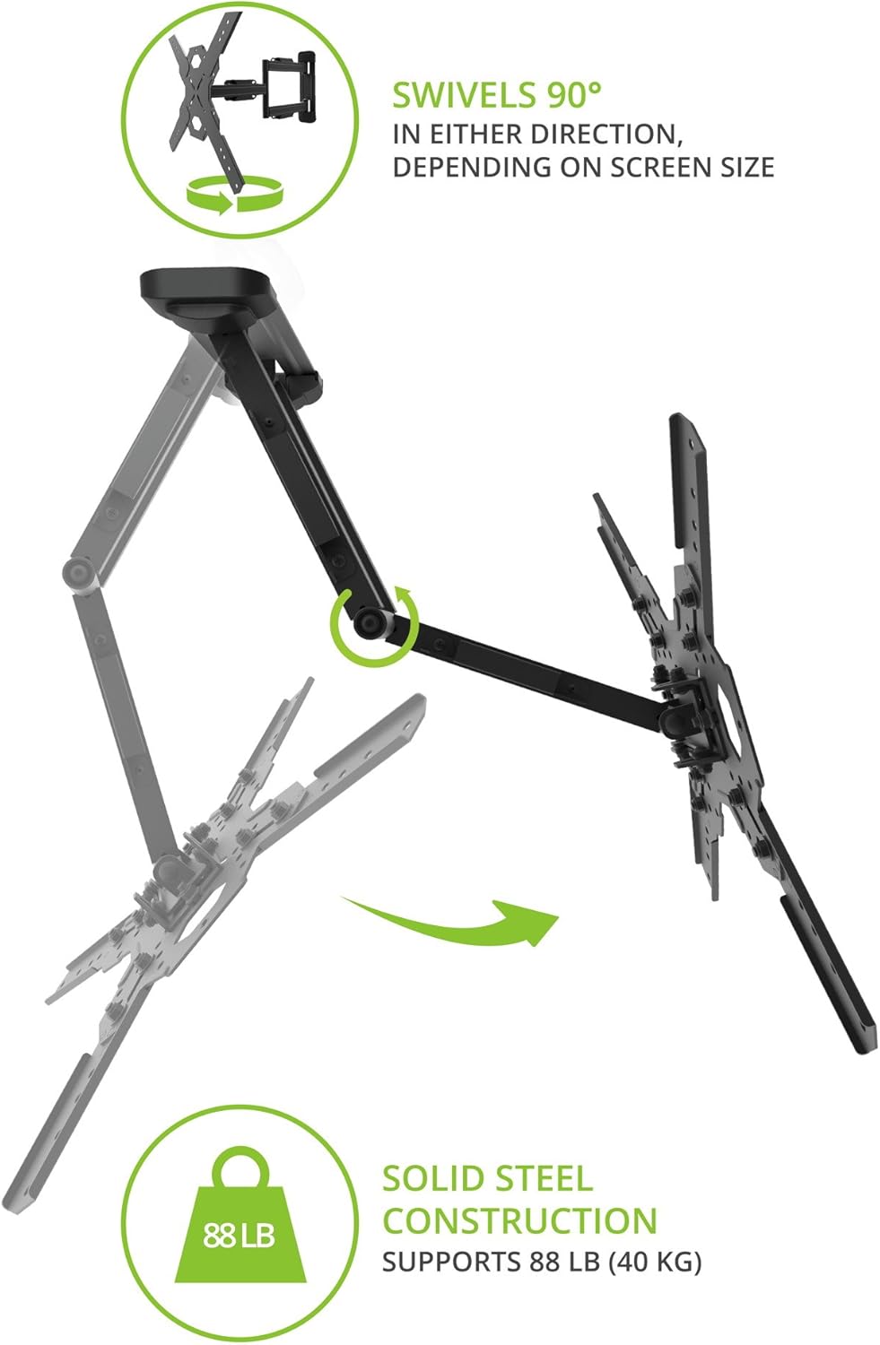 Kanto PS300 Full Motion Articulating TV Wall Mount for 26" to 60" TVs - electronicsexpo.com - TV Wall Mounts