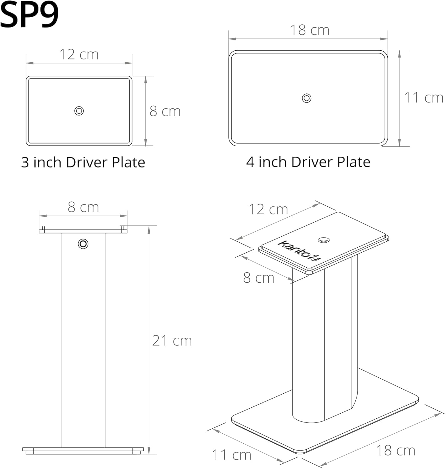 Kanto SP9W Desktop Speaker Stands for Small/Medium Bookshelf Speakers - electronicsexpo.com - Speaker Stands