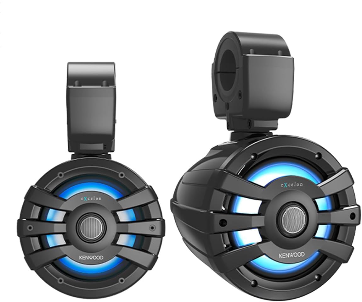 Kenwood Excelon XM77T 7.7" Tower Marine Speakers with LED Lighting (Pair) - electronicsexpo.com - Marine Speakers