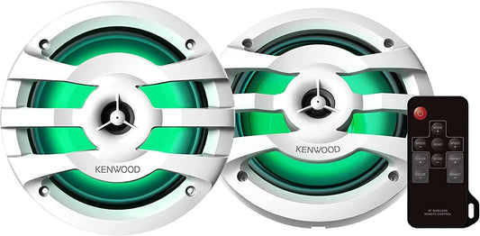 Kenwood KFC - 1673MRBL 6 - 3/4" 2 - Way Marine Speakers With Built - In LED Lights (White) - electronicsexpo.com - Marine Speakers
