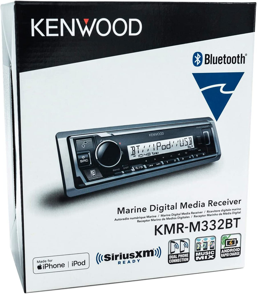 Kenwood KMR - M332BT Marine Single - Din Digital Media Receiver (Open Box) - electronicsexpo.com - Marine Audio