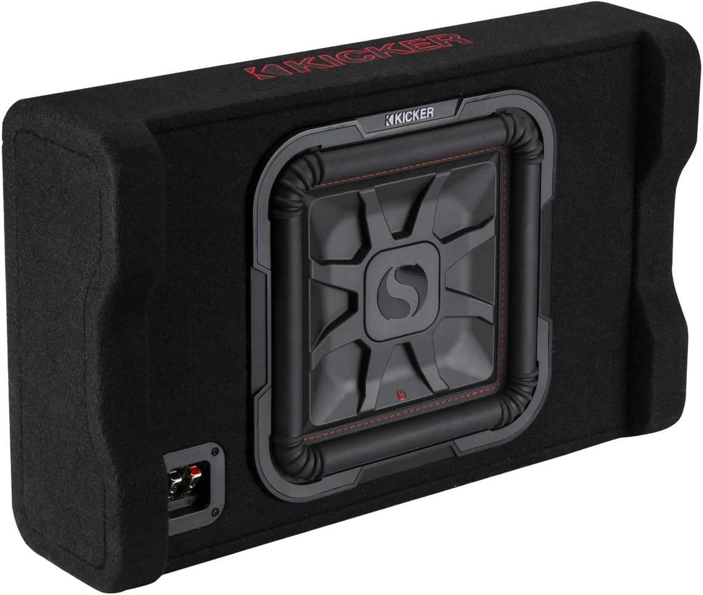 Kicker 49L7TDF122 Sealed Downward - firing Enclosure with L7T 12" Shallow - Mount Square Subwoofer - electronicsexpo.com - Car Subwoofers