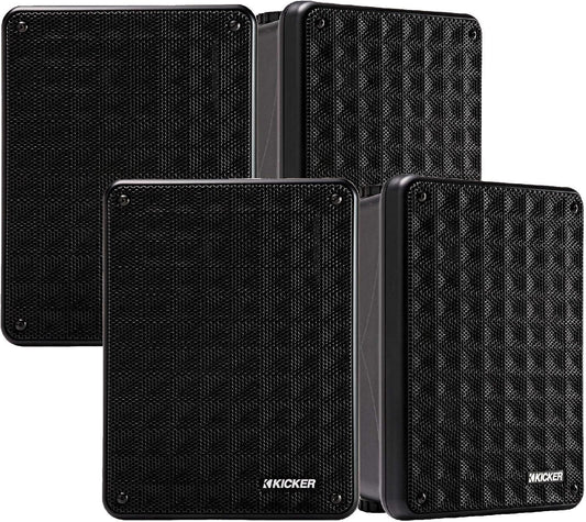 Kicker KB6 Indoor Outdoor Patio Speakers Bundle Black (4 Speaker Bundle) - electronicsexpo.com - Outdoor Speakers