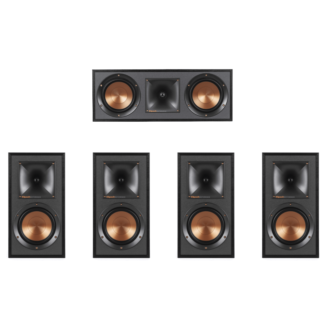Klipsch R-51M Bookshelf Speakers (2 Pairs) with R-52C Center Channel Speaker (Bundle) - electronicsexpo.com-Home Theater Systems & Packages