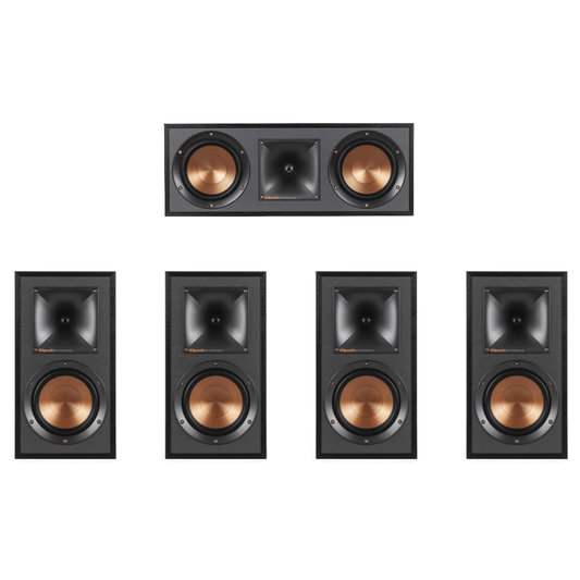 Klipsch R-51M Bookshelf Speakers (2 Pairs) with R-52C Center Channel Speaker (Bundle) - electronicsexpo.com-Home Theater Systems & Packages