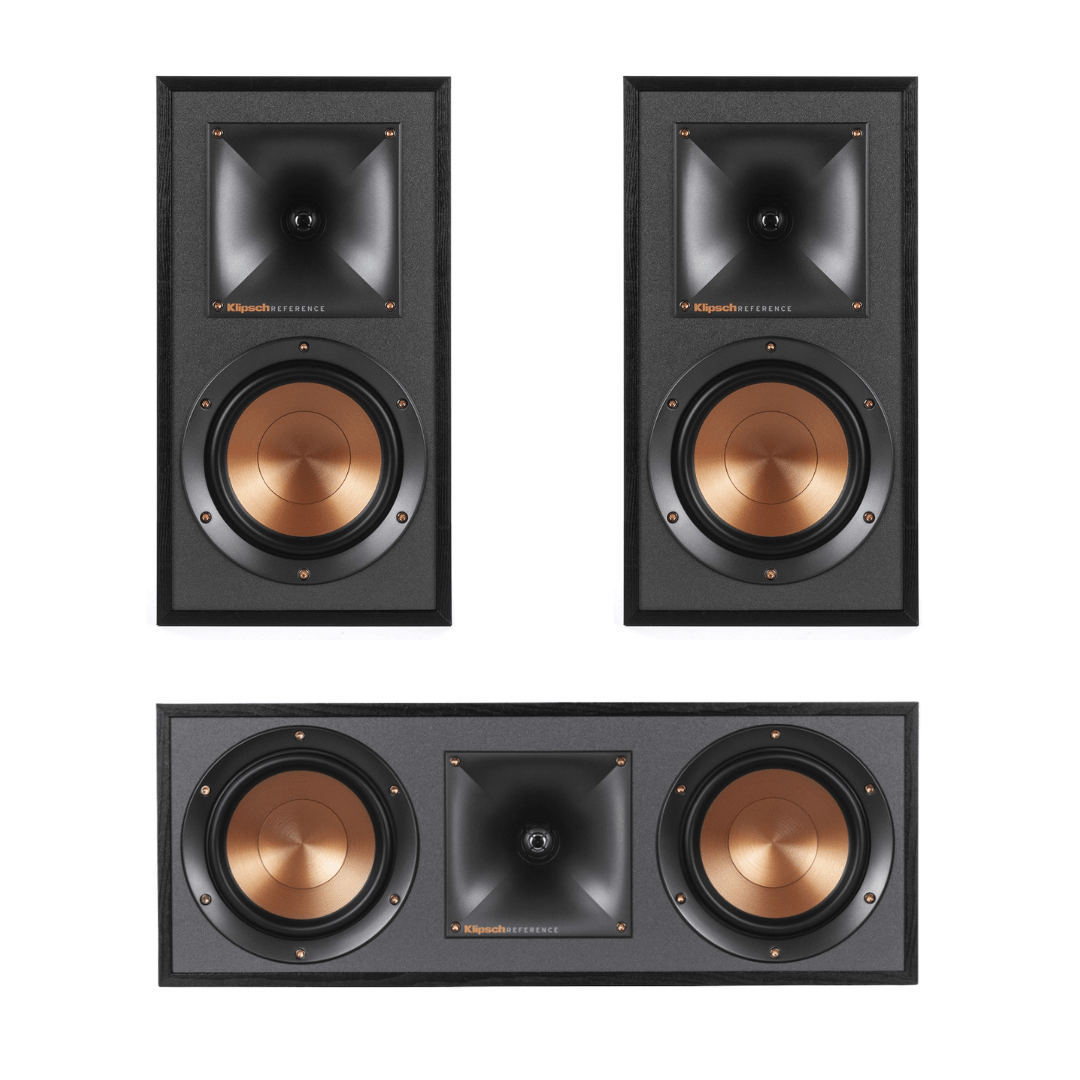 Klipsch R-51M Bookshelf Speakers (Pair) with R-52C Center Channel Home Speaker (Bundle) - electronicsexpo.com-Home Theater Systems & Packages
