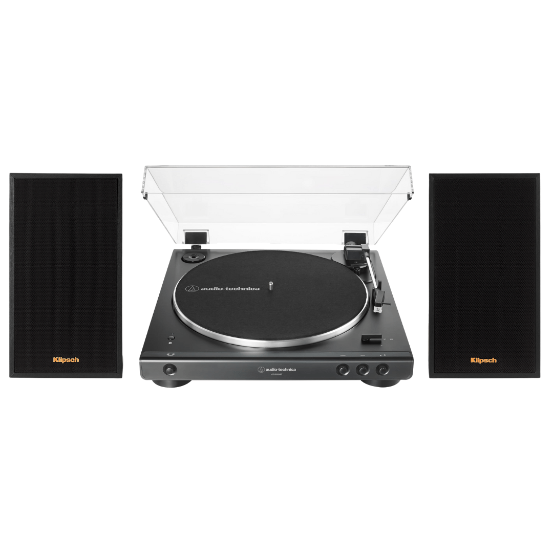 Klipsch R - 51PM Powered Bluetooth Speaker (Black) with 60XBT - BK Fully Automatic Belt - Drive Stereo Turntable (Bundle) - electronicsexpo.com - Home Theater Systems & Packages