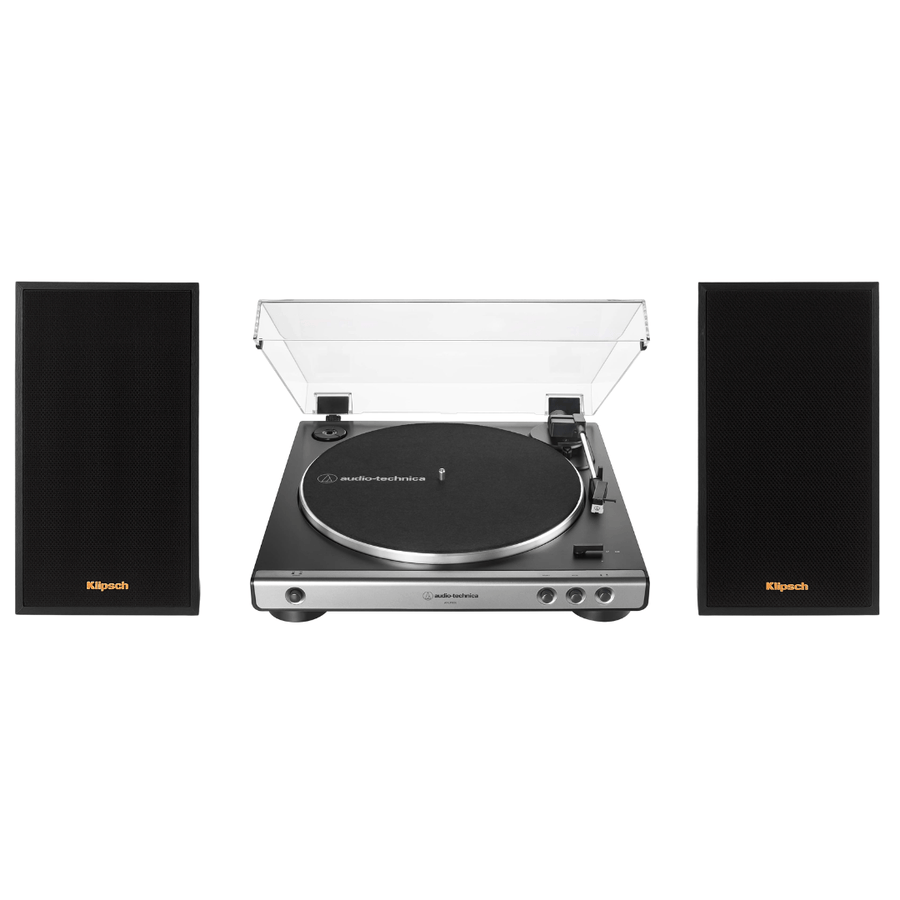 Klipsch R - 51PM Powered Bluetooth Speakers (Black) with Audio Technica 60X - GM Fully Automatic Belt - Drive Stereo Turntable (Bundle) - electronicsexpo.com - Home Theater Systems & Packages