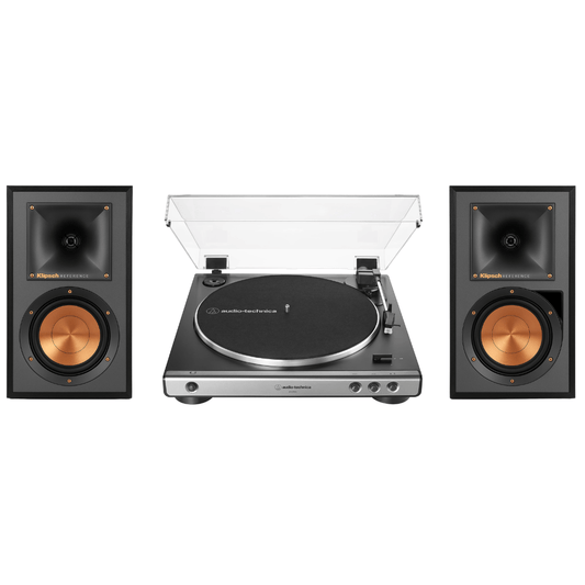 Klipsch R - 51PM Powered Bluetooth Speakers (Black) with Audio Technica 60X - GM Fully Automatic Belt - Drive Stereo Turntable (Bundle) - electronicsexpo.com - Home Theater Systems & Packages